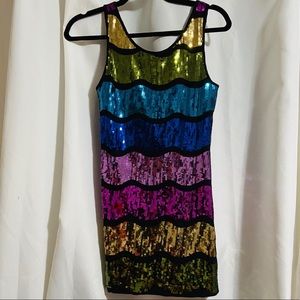 GLAMOROUS SEQUIN RAINBOW DRESS (S)